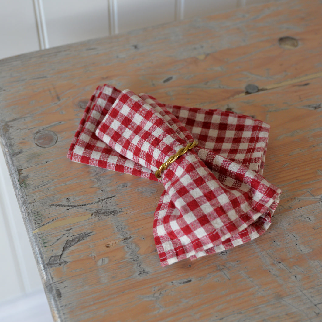 Red and White Gingham Check Napkin