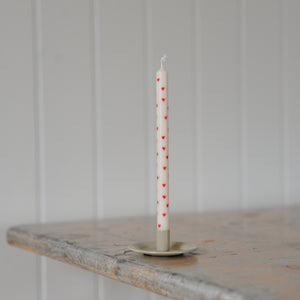 Red Hearts Print Taper Candle