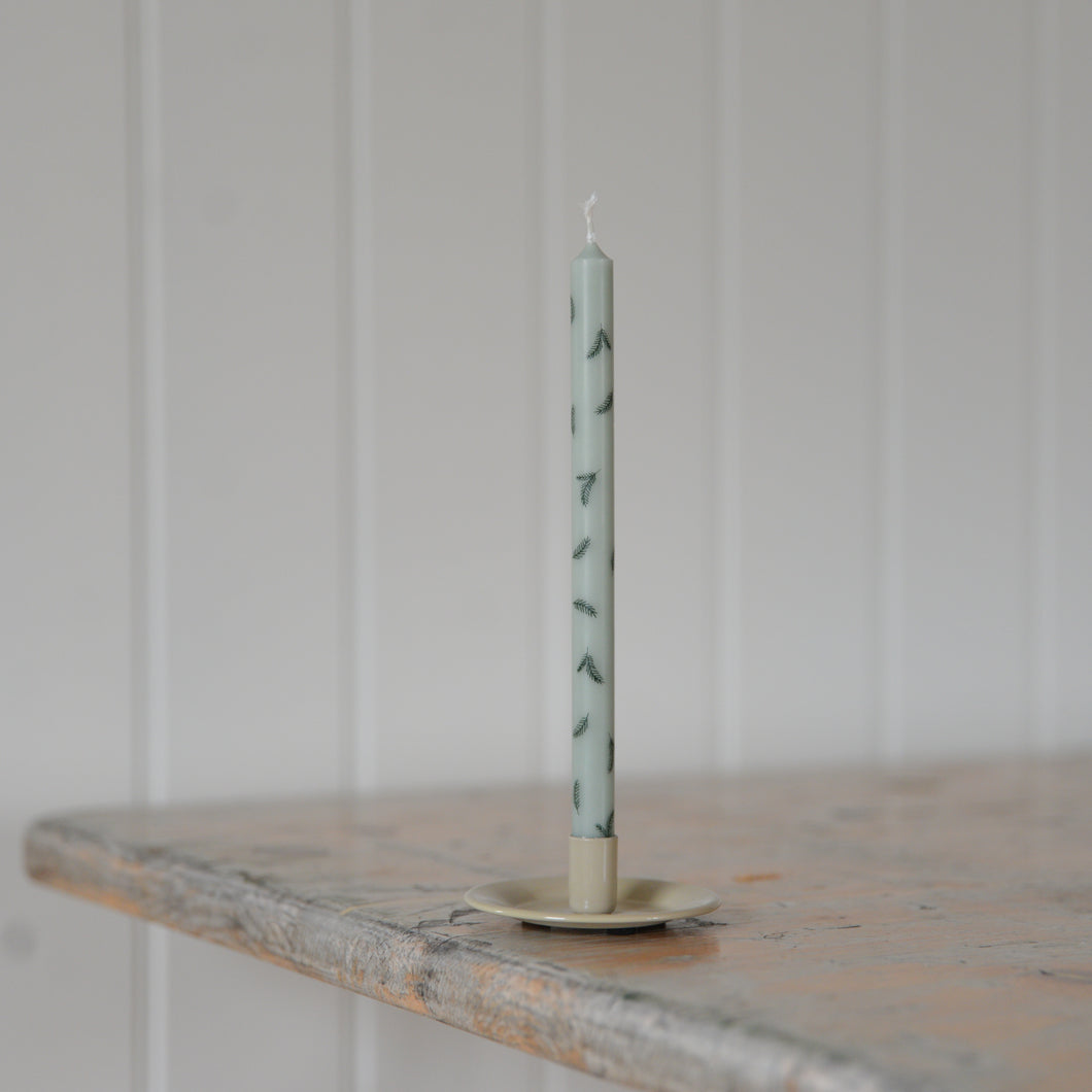 Spruce Print Taper Candle