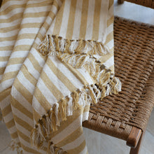 Load image into Gallery viewer, Recycled Cotton throw / Cream and Mustard
