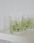 Summer Field Floral Printed Drinking Glass Tumbler