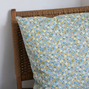 Turquoise, White and Yellow Floral Cushion / 60 x 60