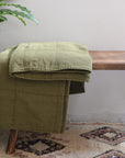 Vintage Quilt in Moss Green  / 130 x 180