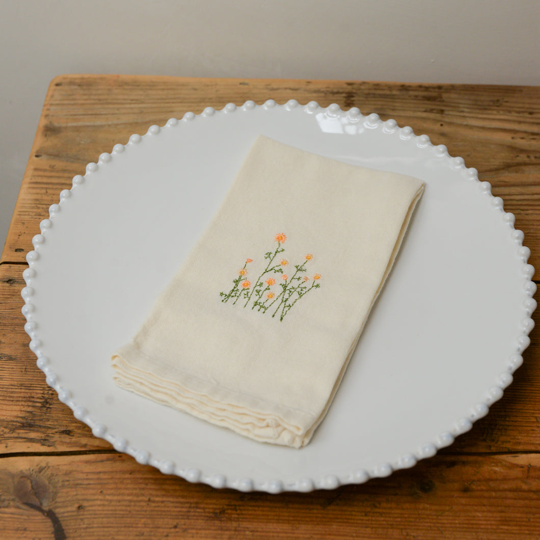 Yellow buttercups Embroidered Floral Napkin