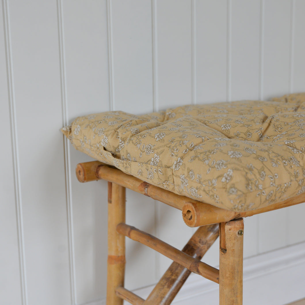 Yellow Floral Bench or Chair Cushion