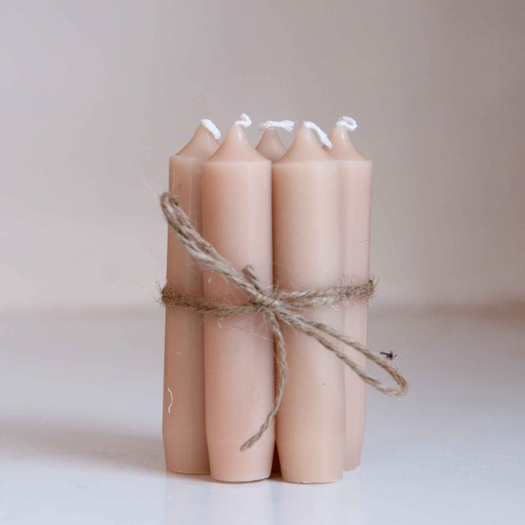 Set of Five Dinner Candles / Sand