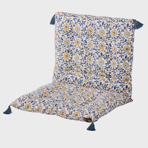 Roja Floral Chair Pad or Bench Cushion / Indigo Blue