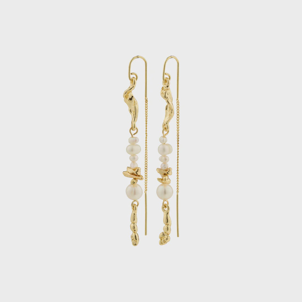 Intent Pearl and Gold Plated Chain Earrings