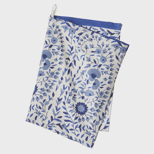 Printed Floral Tea Towels / Indigo