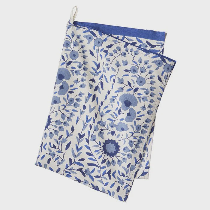 Printed Floral Tea Towels / Indigo