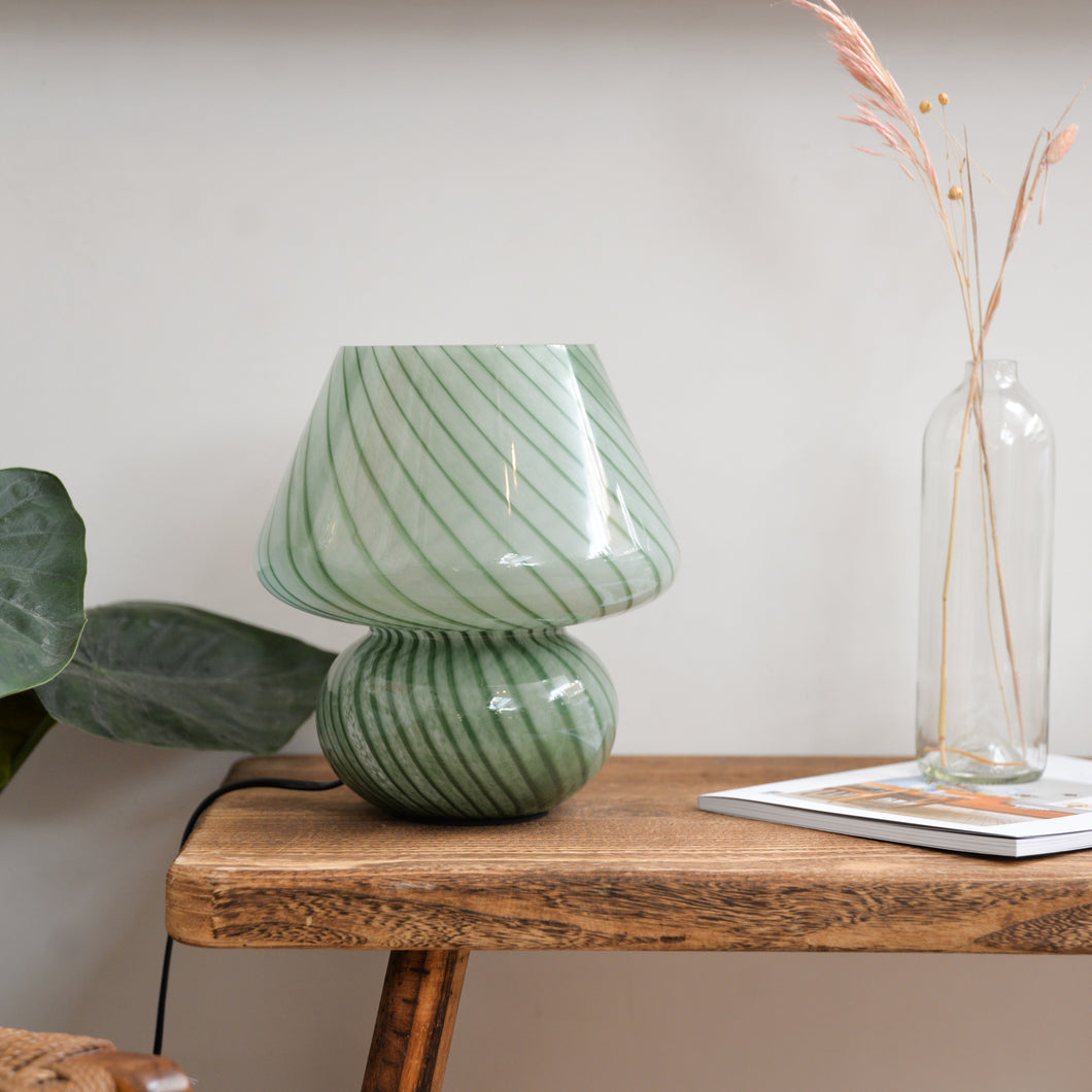 Large Glass Mushroom Lamp / Green