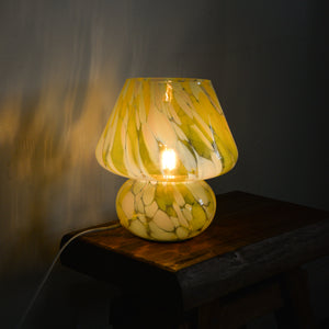 Large Glass Mushroom Lamp / Pink, Green, Yellow