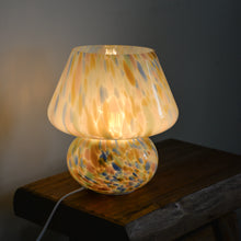 Load image into Gallery viewer, Large Glass Mushroom Lamp / Blue and Rose Dot