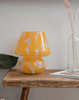 Large Glass Mushroom Lamp / Orange Pink