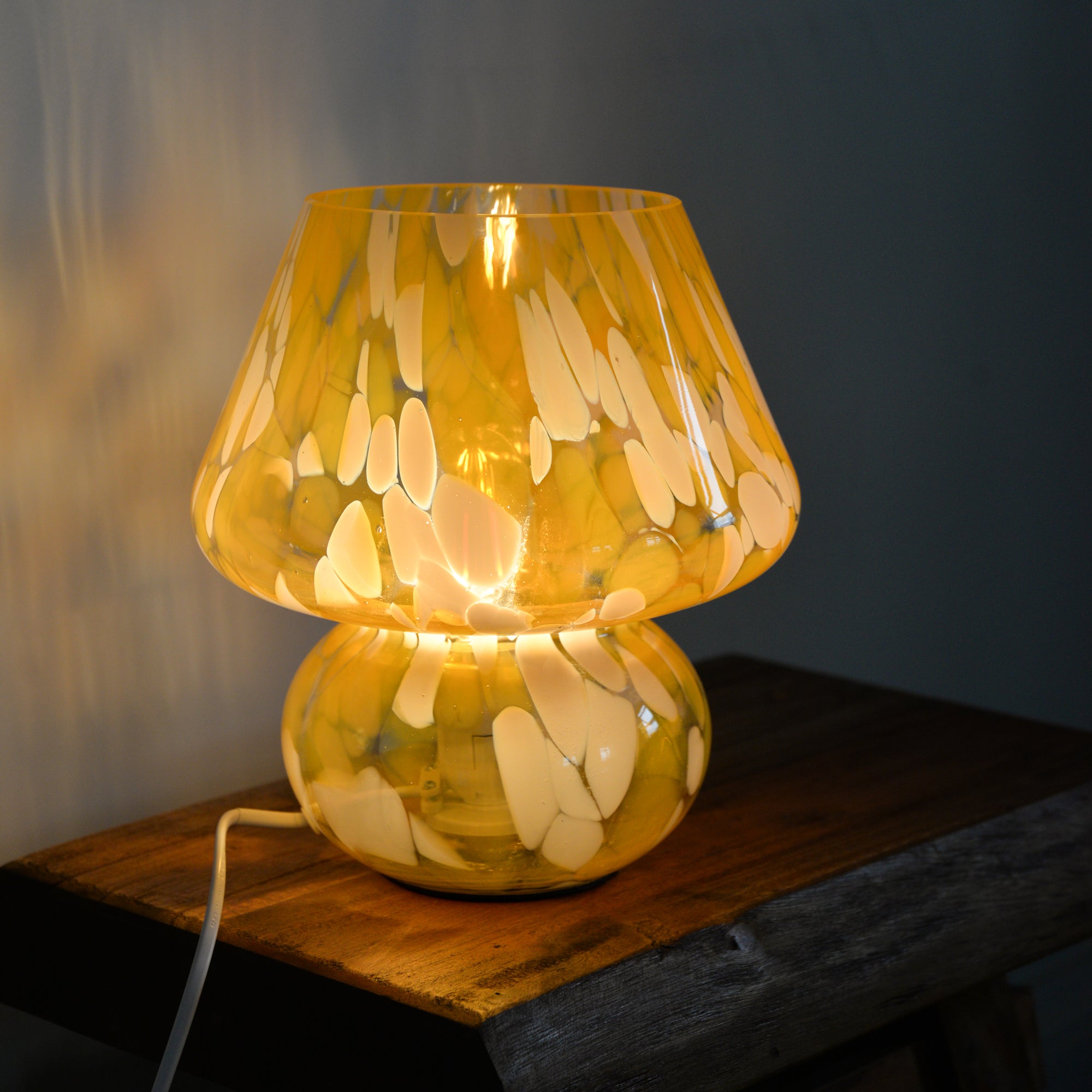 Large Glass Mushroom Lamp / Orange Pink