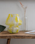 Large Glass Mushroom Lamp / Yellow Pink Green