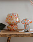 Large Glass Mushroom Lamp / Red Yellow