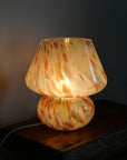Large Glass Mushroom Lamp / Red Yellow