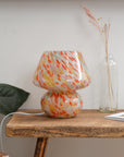 Large Glass Mushroom Lamp / Red Yellow