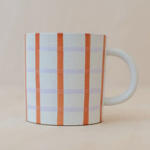 Lilac & Orange Check Mug