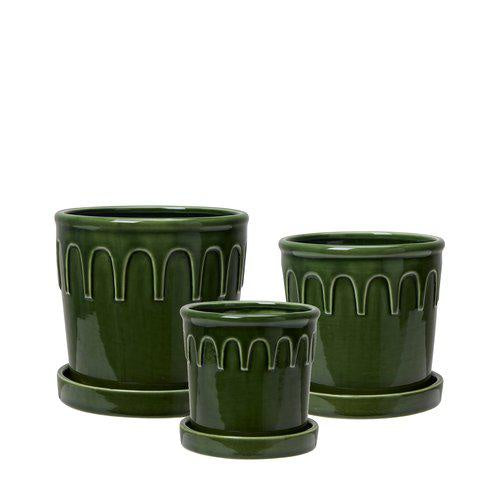 Lykke Glazed Plant Pot / Green