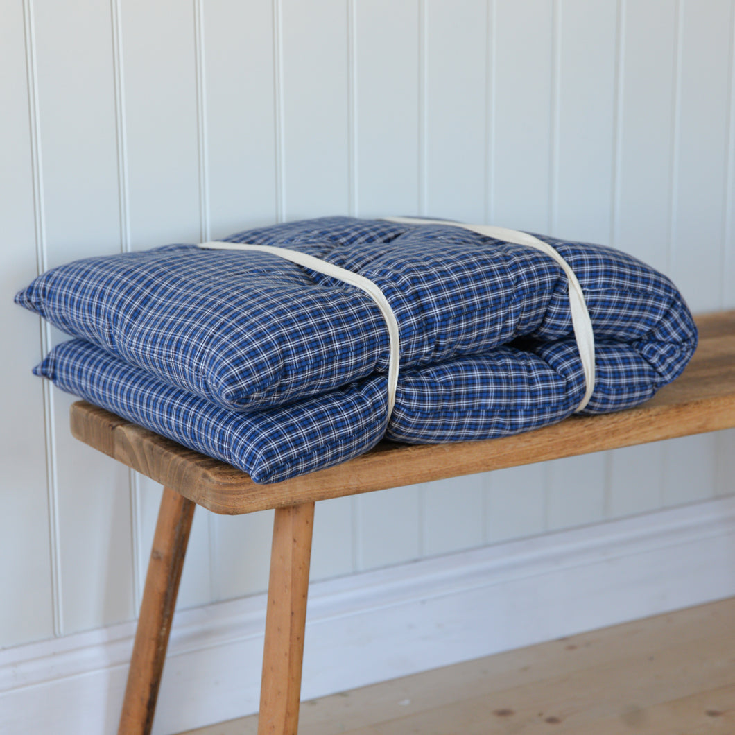 Blue Checked Woven Cotton Mattress