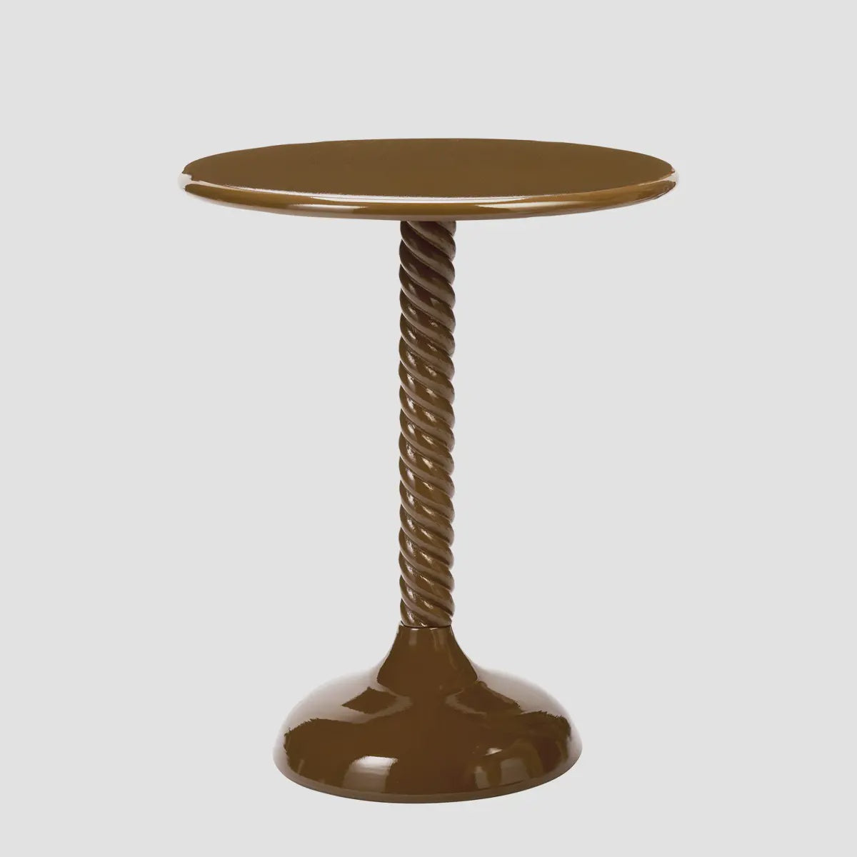 Round Metal Side Table / Brown