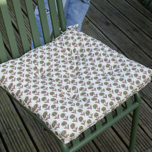 Load image into Gallery viewer, Green and Pink Floral Cotton Chair Pad