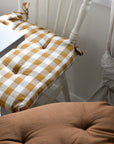 Mustard Checked Woven Cotton Chair Pad