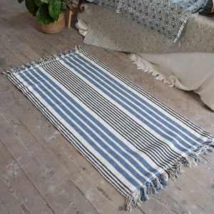 Striped Cotton Runner / Blue