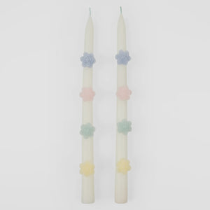 Pastel Flower Taper Candles / Set of 2