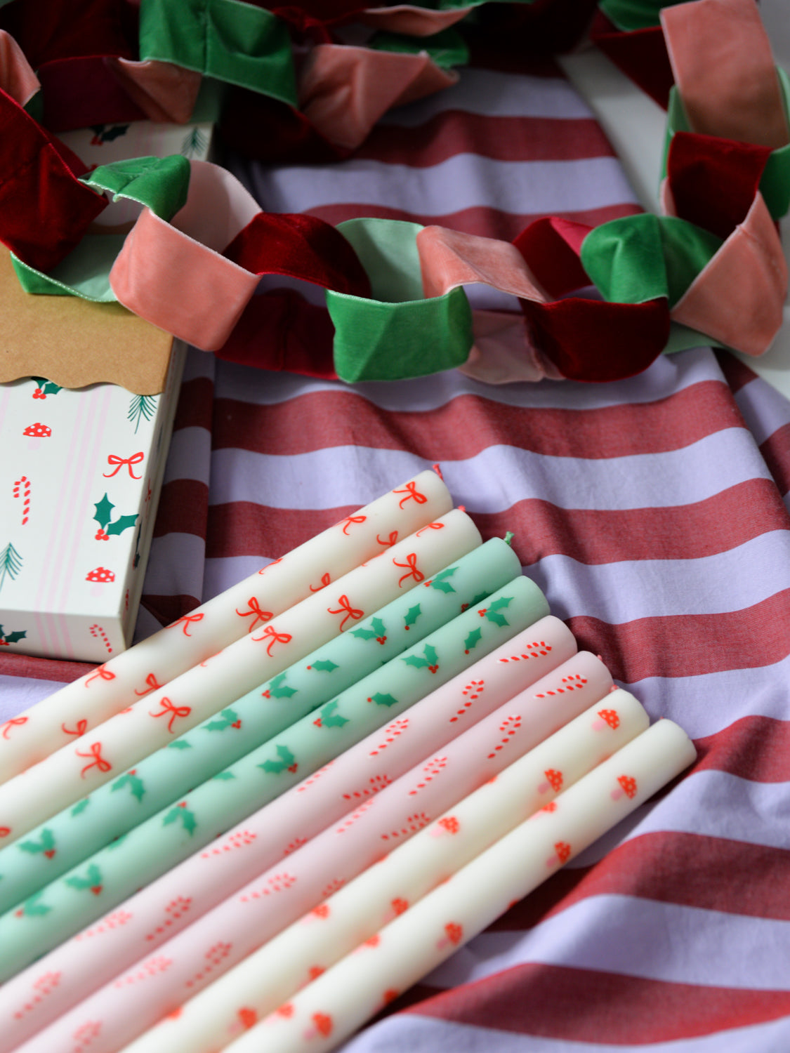 Festive Patterned Table Candles
