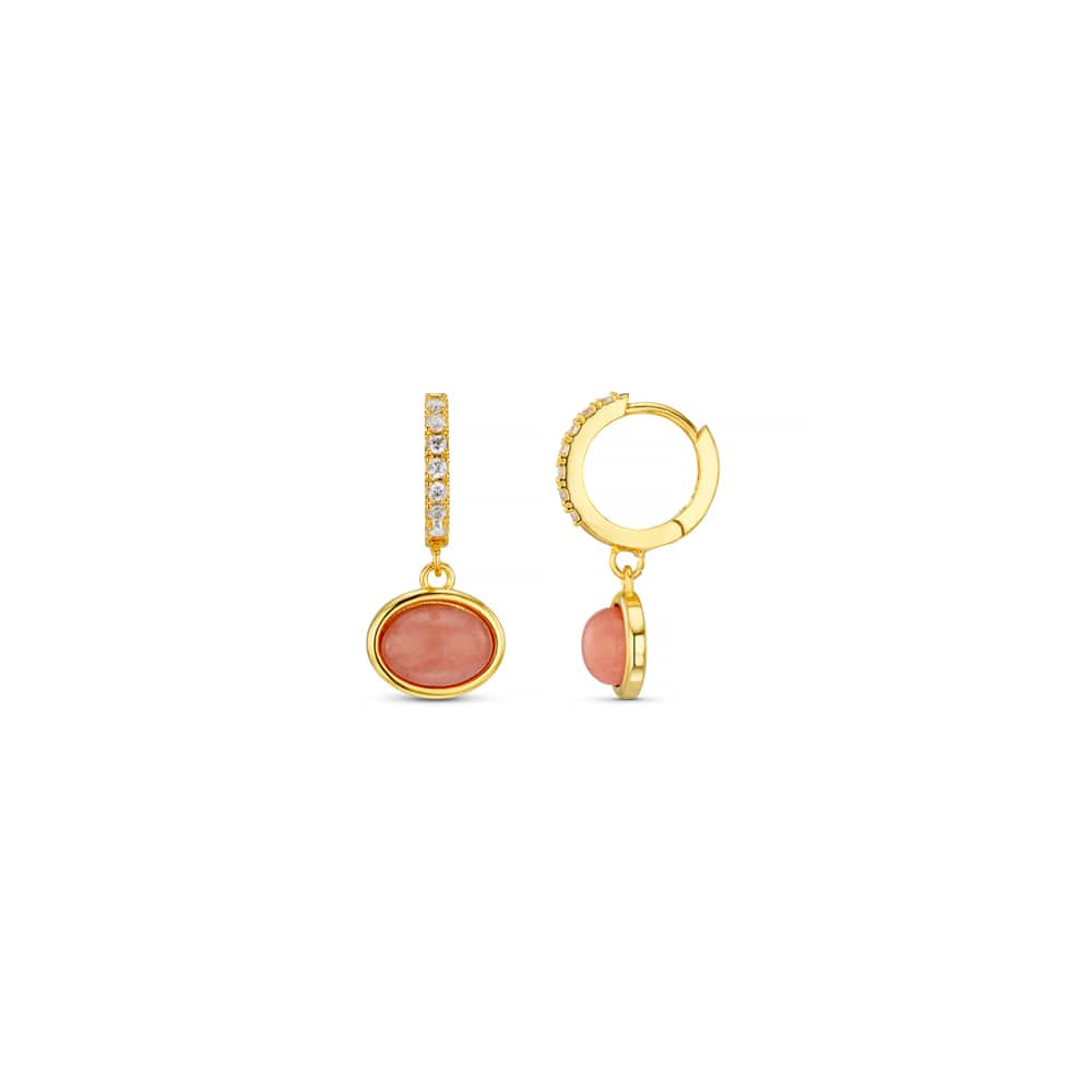 Pink Jade Pavé Micro Hoop Earrings / 18K Gold Plated