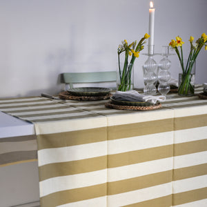 Olive Green and Yellow Stripe Table Cloth Simona