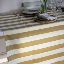 Load image into Gallery viewer, Olive Green and Yellow Stripe Table Cloth Simona