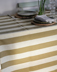 Olive Green and Yellow Stripe Tablecloth Simona