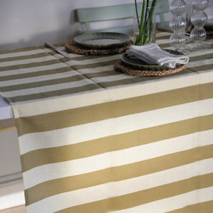 Olive Green and Yellow Stripe Table Cloth Simona