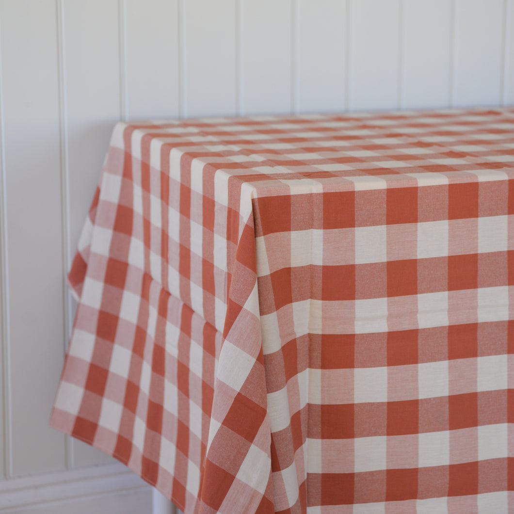 Terracotta Gingham Tablecloth  Bertel