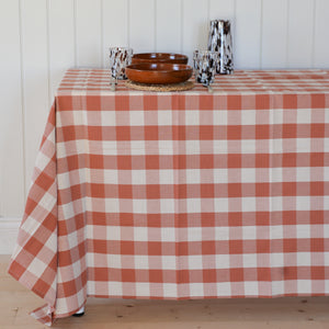 Terracotta Gingham Tablecloth  Bertel