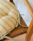 Campagne Round Checkered Stripe Seat Cushion / Sage Green