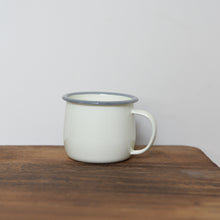 Load image into Gallery viewer, Coloured Enamel Belly Mug / Cream &amp; Grey