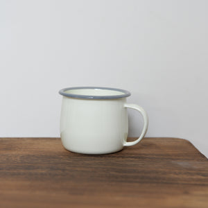 Coloured Enamel Belly Mug / Cream & Grey