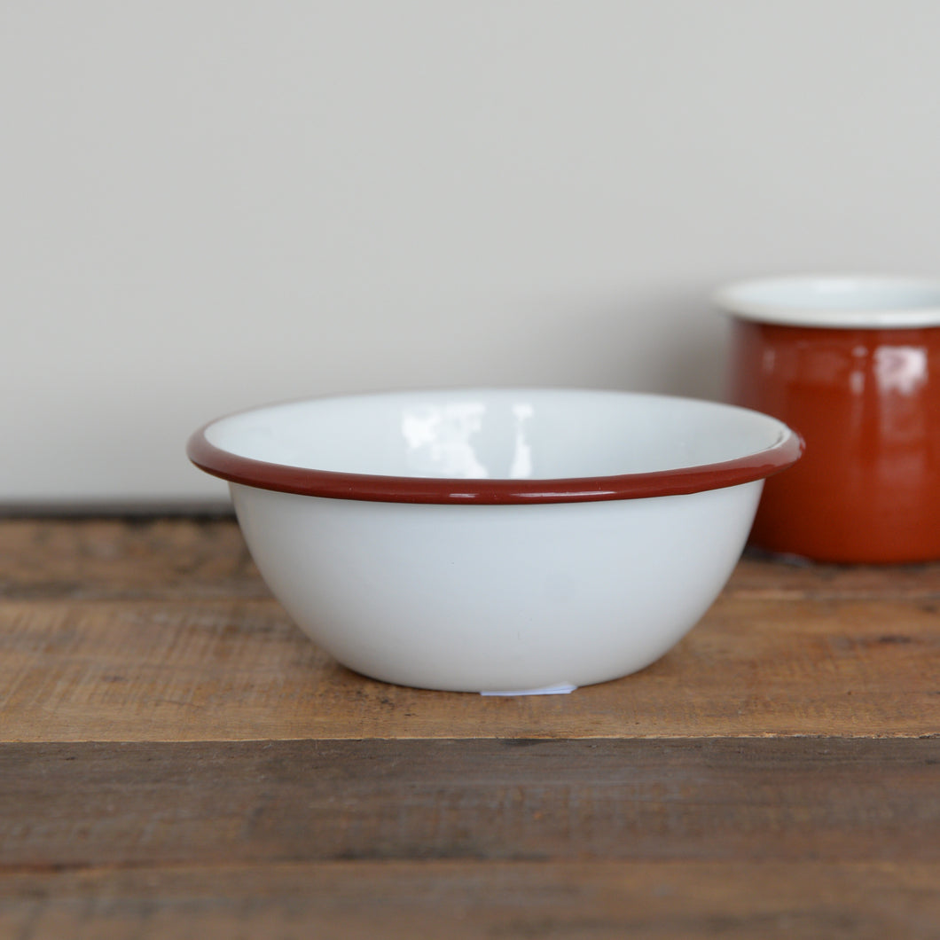 Enamel Bowl with Coloured Rim / 16cm