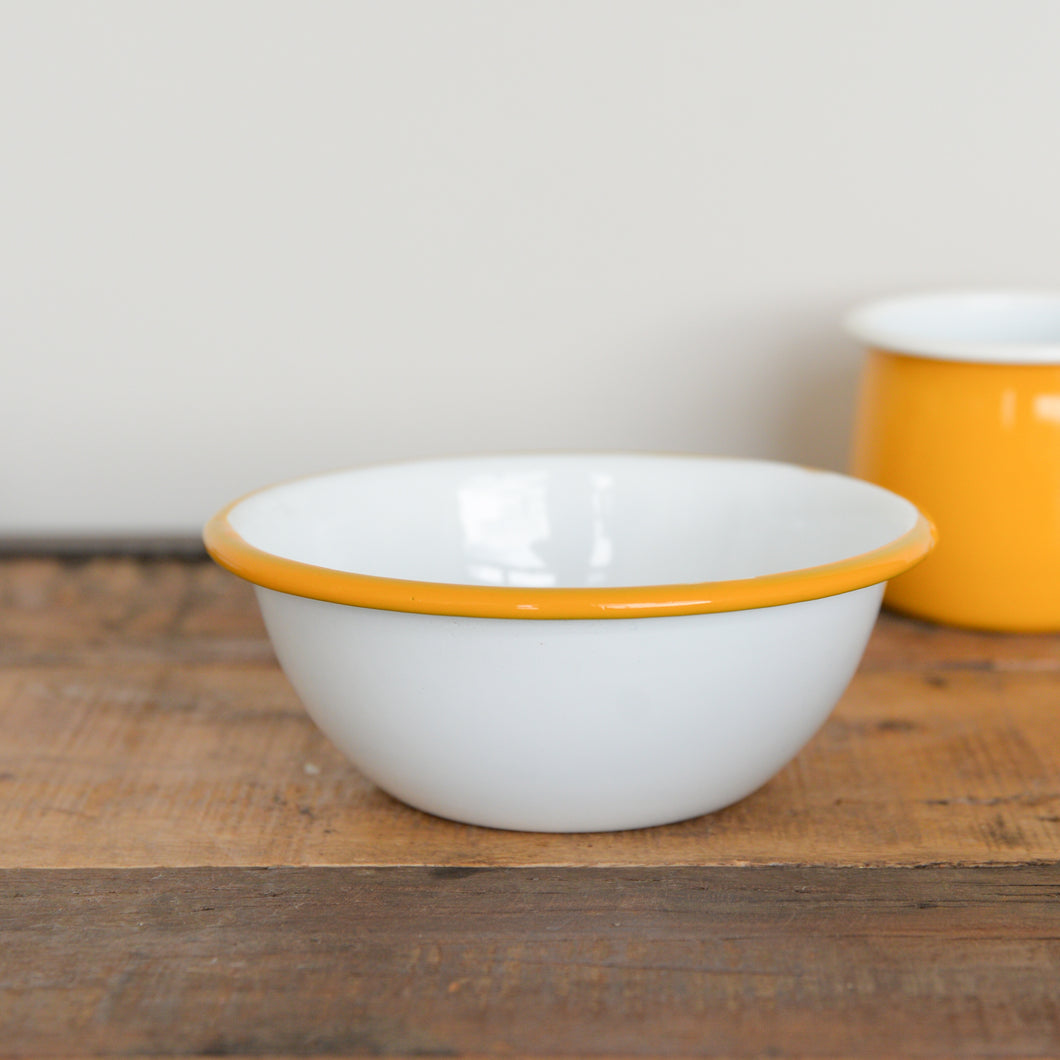 Enamel Bowl with Coloured Rim / 16cm