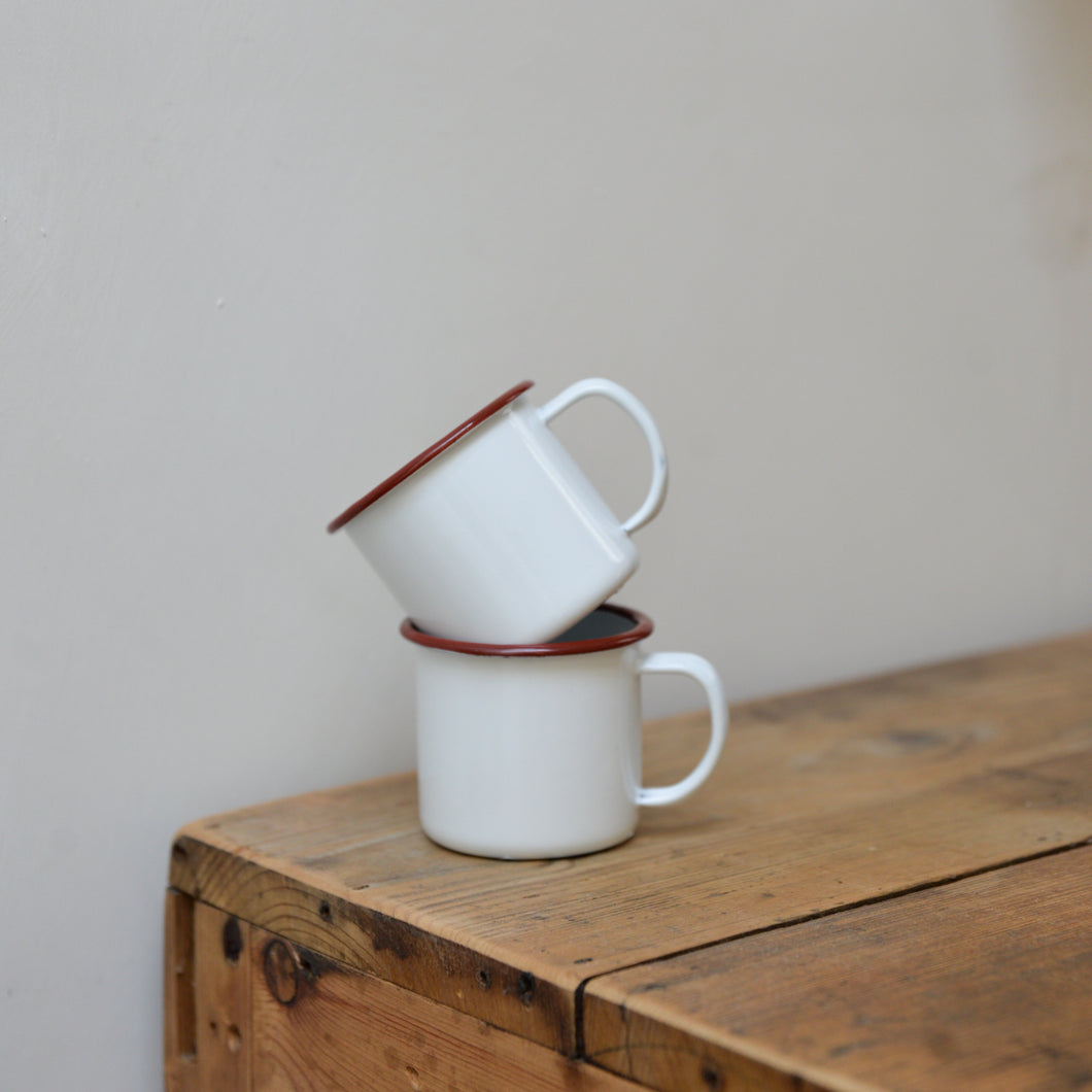 Enamel Espresso Cup / Red Rim