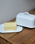 White Enamel Butter Dish