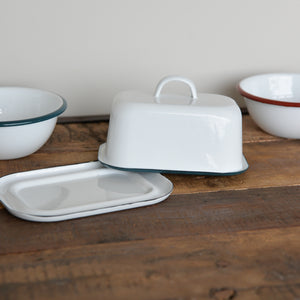 White Enamel Butter Dish