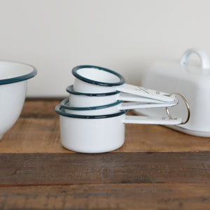 White Enamel Kitchen Measuring Cups Set