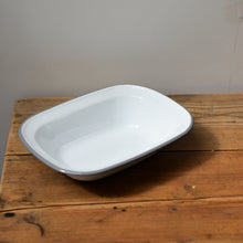 Load image into Gallery viewer, White Enamel Pie Dish - Grey