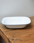 White Enamel Pie Dish - Grey